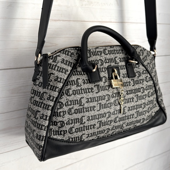 Juicy Couture Black & Gray Eastside Westside Satchel Bag Vegan Leather - Picture 4 of 11